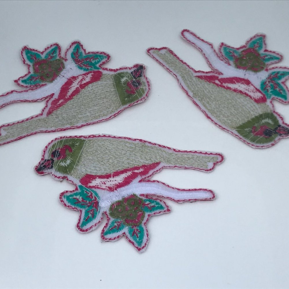 Lot of 3 Bird on Nest Iron On Patches Embroidery A - Picture 5 of 8